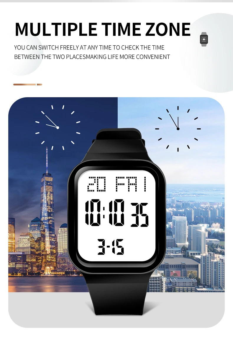 Watch For Men Sports High School Students Trendy Couple Watch Waterproof Alarm Clock Multi Functional Women's Electronic Watches