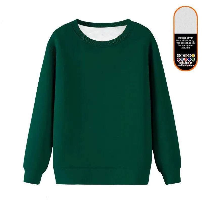 Men's Fleece Lined round Neck Sweatshirt Loose Long Sleeve T-Shirt Thickened Lamb Velvet Warm Winter Base Layer Shirt