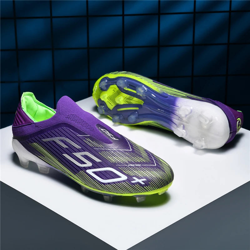 2026 Men's FG Soccer Shoes with Long Anti-Slip Studs, Ultra-Light Football Cleats for Outdoor Matches & Training Sessions