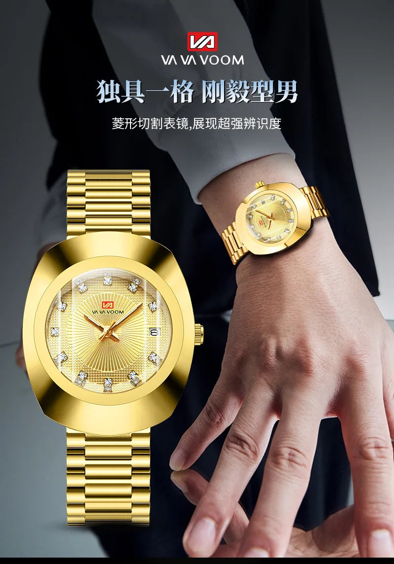 Gold Men Wrist Watches For Male Clock 2025 Top Brand Luxury Golden Fashion Men Quartz Watches Waterproof Wristwatches Dropship