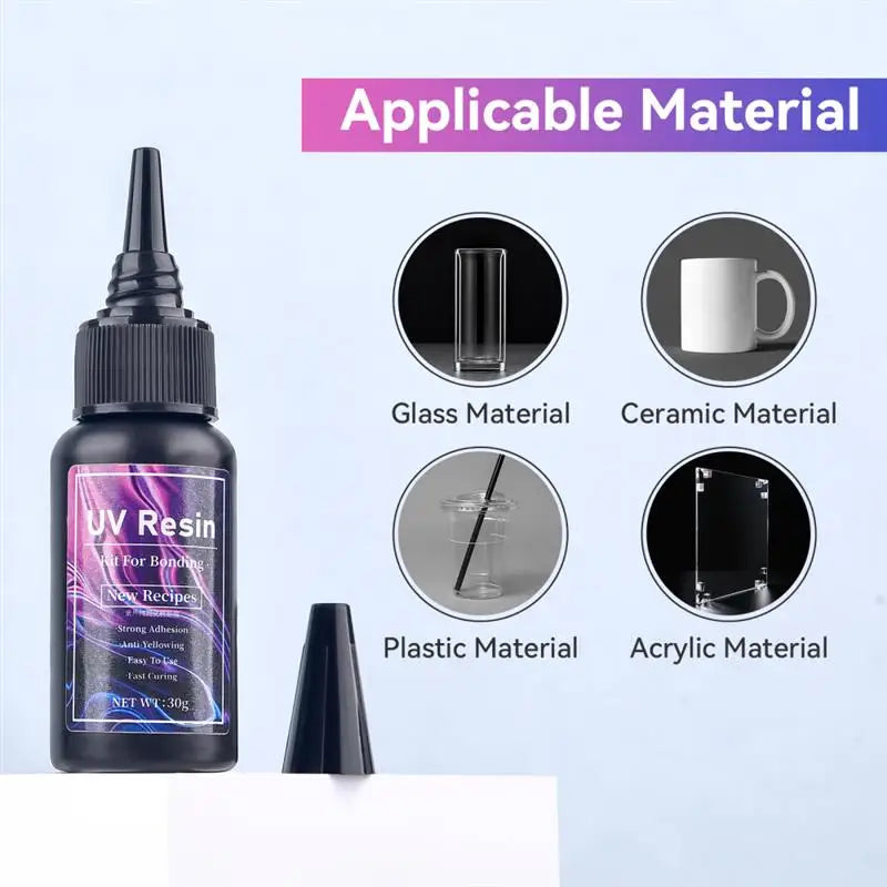 20g/30g/50g UV Epoxy Resin Glue DIY Jewelry Making High Transparency Fast Drying High Hardness Glue UV Lamp DIY Craft Decor
