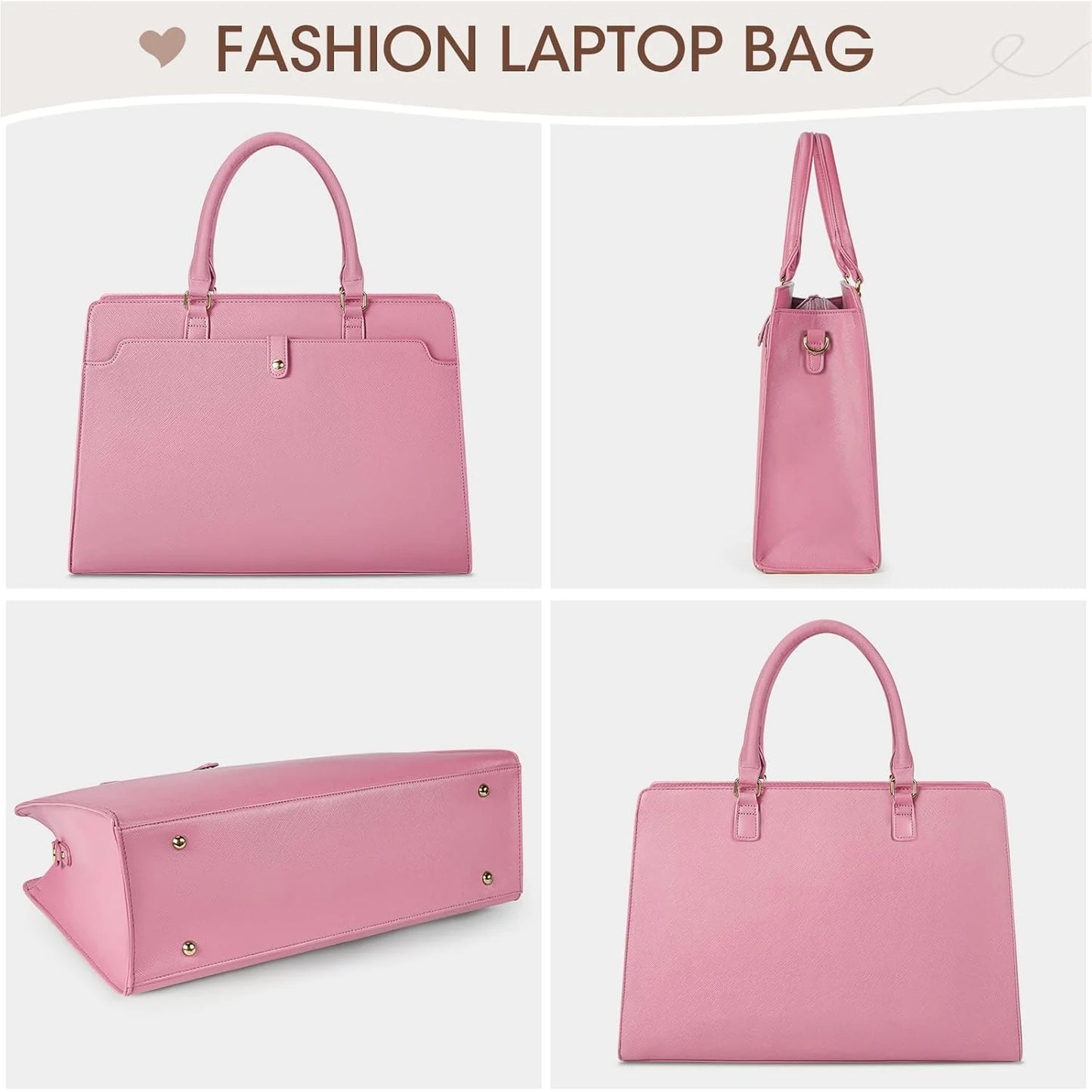 Large Capacity Laptop Bag for Women 15.6 Inch Laptop Tote Bag Leather Work Bag Waterproof Briefcase Business Office Computer Bag