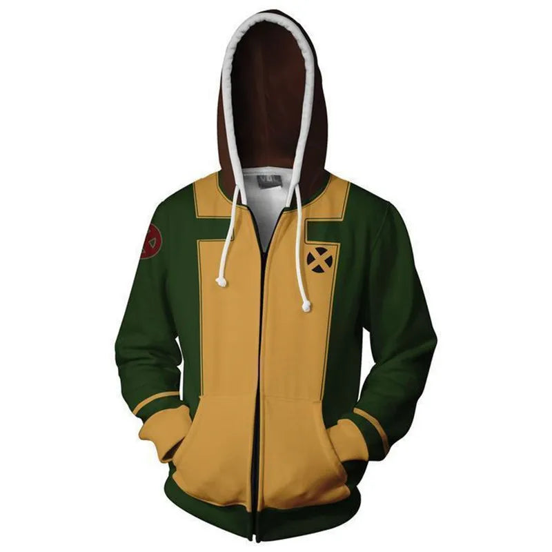 Movie X Men Hoodies Scott Summers Hooded Cyclops Wolverine Cosplay Jacket Phoenix Printing Sweatshirt Zipper Hoody Clothes Coat