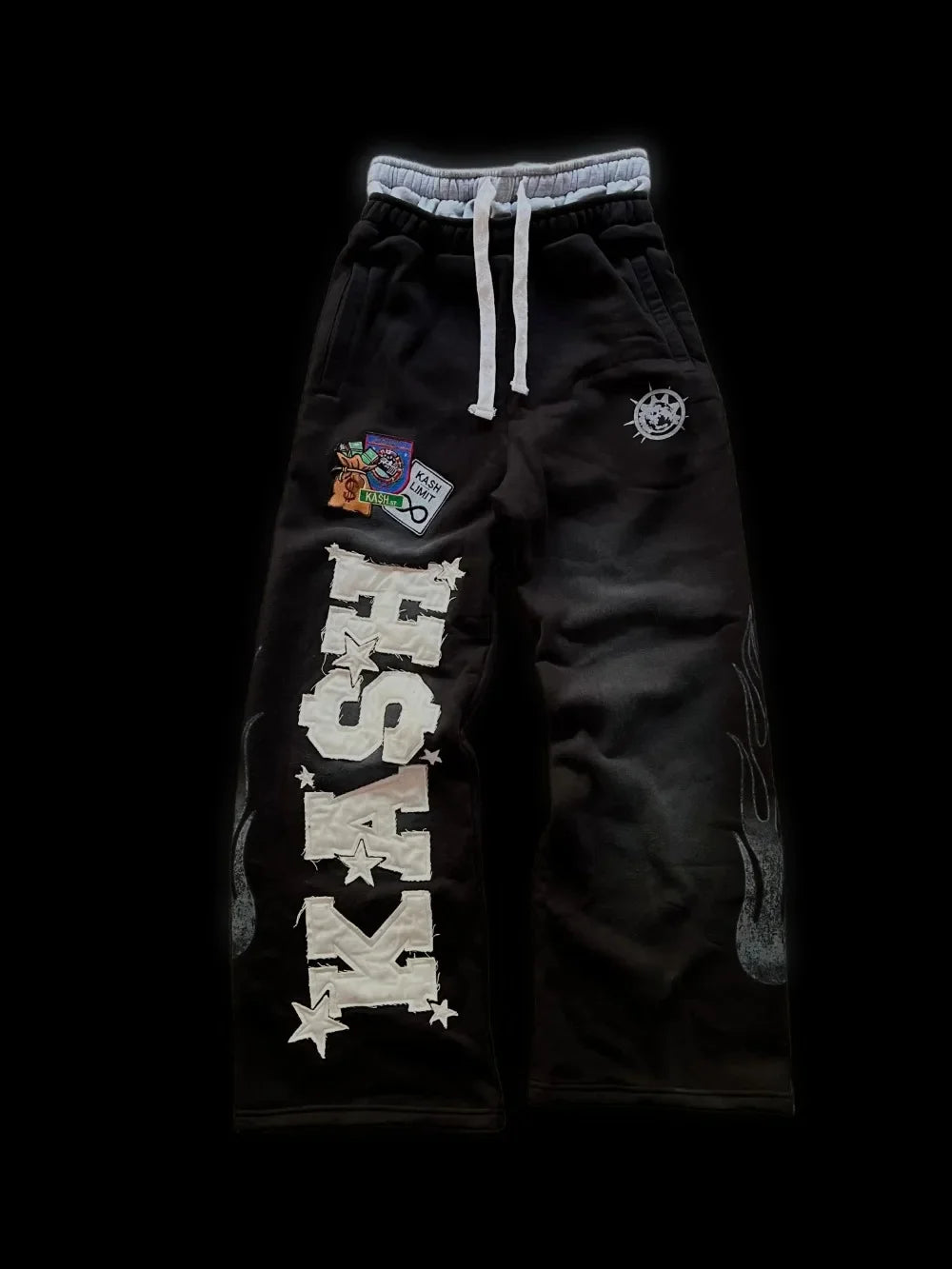 Grey pair of trousers sweatpants men and women gothic hip-hop embroidered embroidered pants casual elastic waist jogging pants