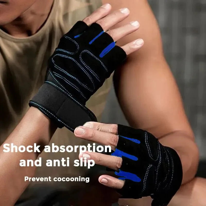 Ventilated Weight Lifting Gym Workout Gloves with Wrist Wrap Support for Men & Women,Full Palm Protection,for Weightlifting