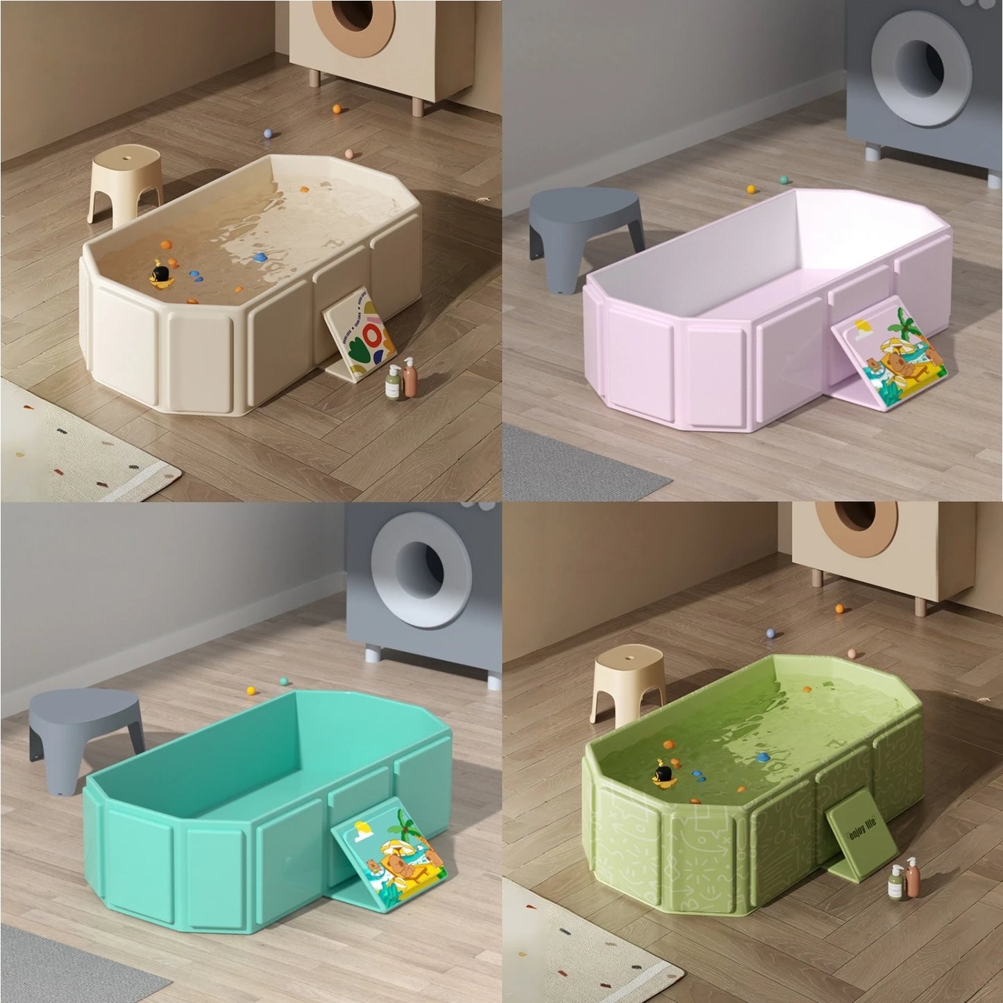 Baby Bathtub,Portable Baby Tub,Quick Pop Up Non Inflatable Bathtub Space-Saving,Durable Tubs for 0~8 Years old Infants