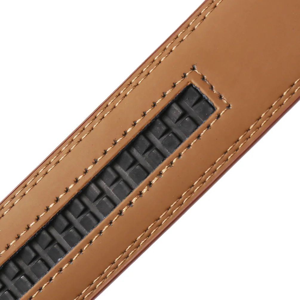 Men's Genuine Leather Belt Fashion Automatic Buckle Belt for Popular Business High Quality Male Belt Brown