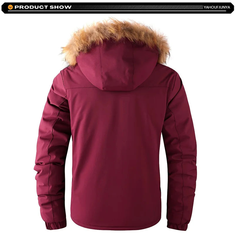 2026Winter Men Outwear Fleece Warm Removable Hooded Hiking Jacket Men Outdoor Windproof Casual Fashion Jacket Coat Male Clothing