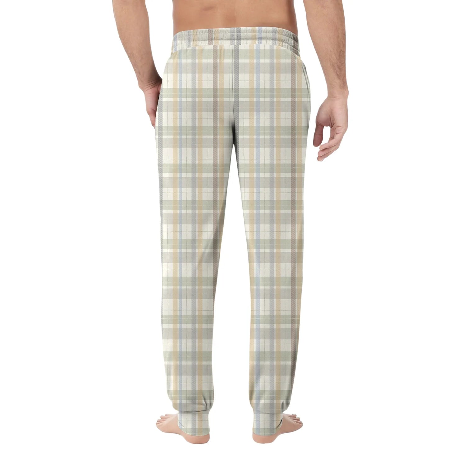 Men'S Plaid Casual Pants Checkered Pattern Cuffed Design Comfortable Fabric Suitable Daily Wear All Seasons Trendy Pajama Pants