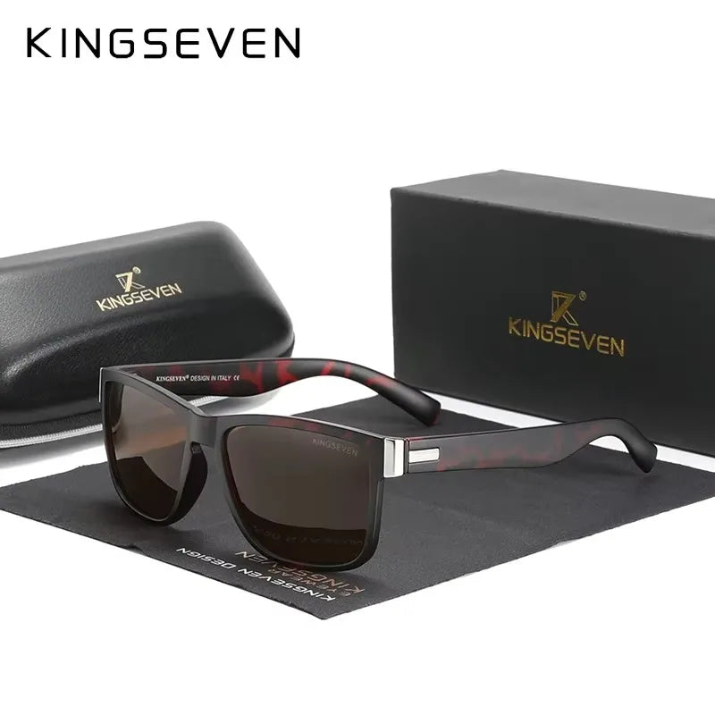 KINGSEVEN Polarized Lens Sun Glasses Women High Quality Retro Men Square Full Frame Decorative Glasses UV400 Goggles Eyewear