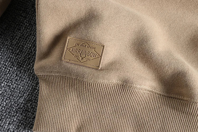 Autumn Winter American Retro Heavyweight Velvet Solid Color Sweatershirt Men's Fashion Pure Cotton Washed Youth Pullover Hoodies