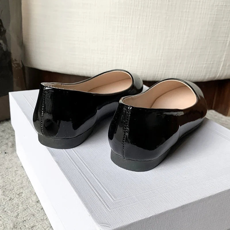 Ladies Formal Flat Shoes Spring Autumn Non-slip Women Black Causal Loafers Uniform Shoes Versatile Women's Ballet Leather Shoes