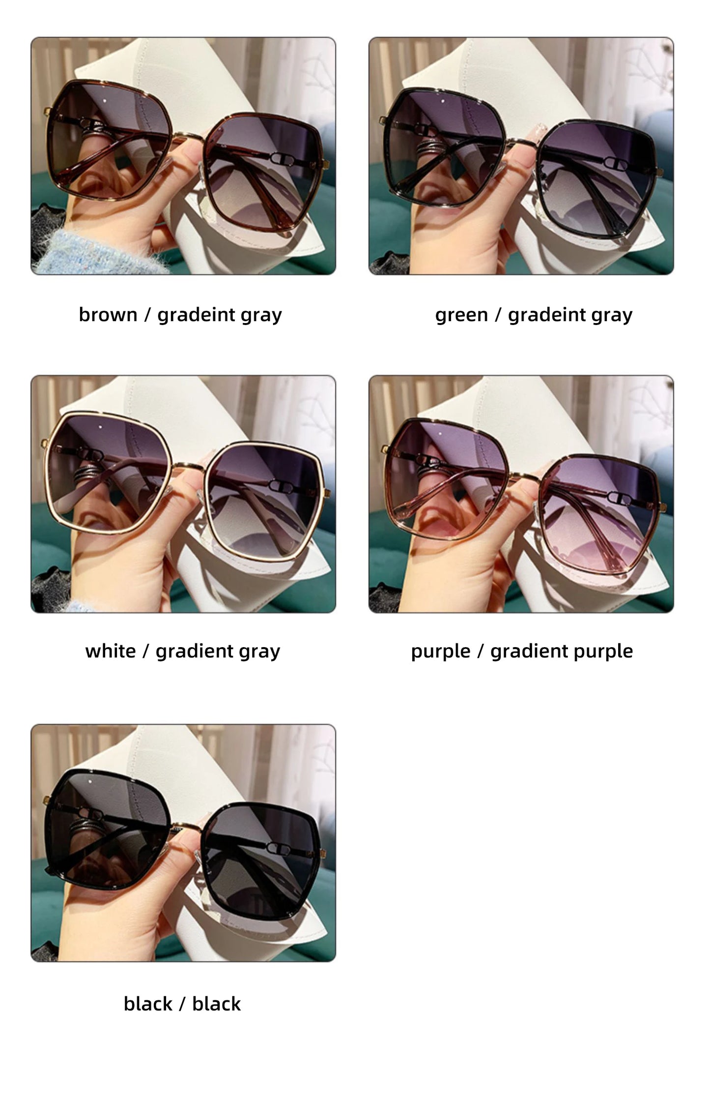 New Fashion Polarized Sunglasses Women UV400 Gradient Lens Sun Glasses Oversized Retro Square Luxury Brand Oculus