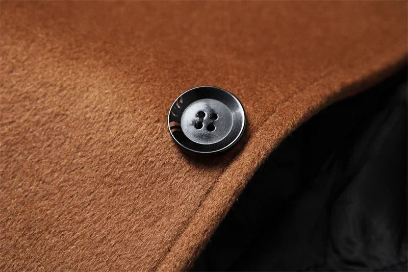 Wool 54.3% autumn and winter new men's woolen coat medium and long suit collar cotton thickened woolen coat men's coat