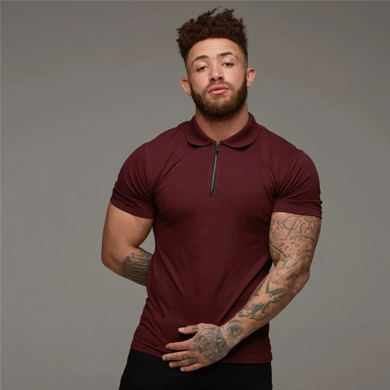 Brand Cotton Casual New Mens Short Sleeve Polo Shirts Fitness Fashion Polo Shirt Clothing Bodybuilding Trend Sport Polo Shirts