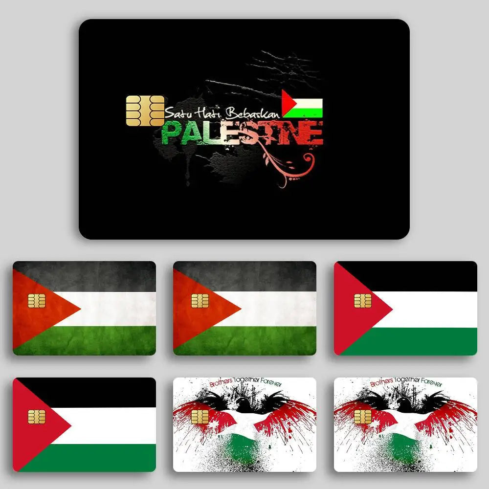 Palestine Flag Poster Credit Skin Cover Card Stickers 4PCS Film Bus Pass Front Decoration Bank Debit Waterproof