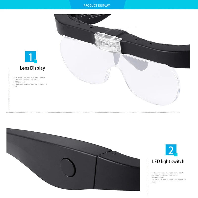 Magnifying Glasses Magnifier1.5X 2.5X 3.5X 5.0X USB Rechargeable With LED Light For Reading Jewelers Watchmaker Repair Wearing
