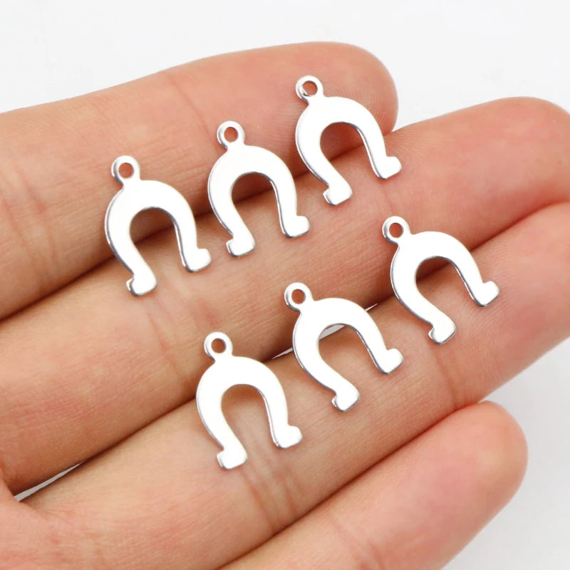 50pc/lot 14x9mm Horseshoe Charms 316 Stainless Steel Horse shoes Charms for necklace pendant charms Diy Jewelry Making