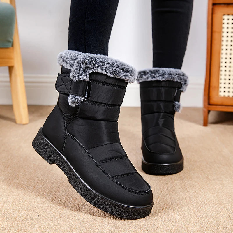 Women's Waterproof Winter Snow Boots Non Slip Platform Warm Ankle Boots Women Thicken Plush Cotton Padded Shoes Botas De Mujer