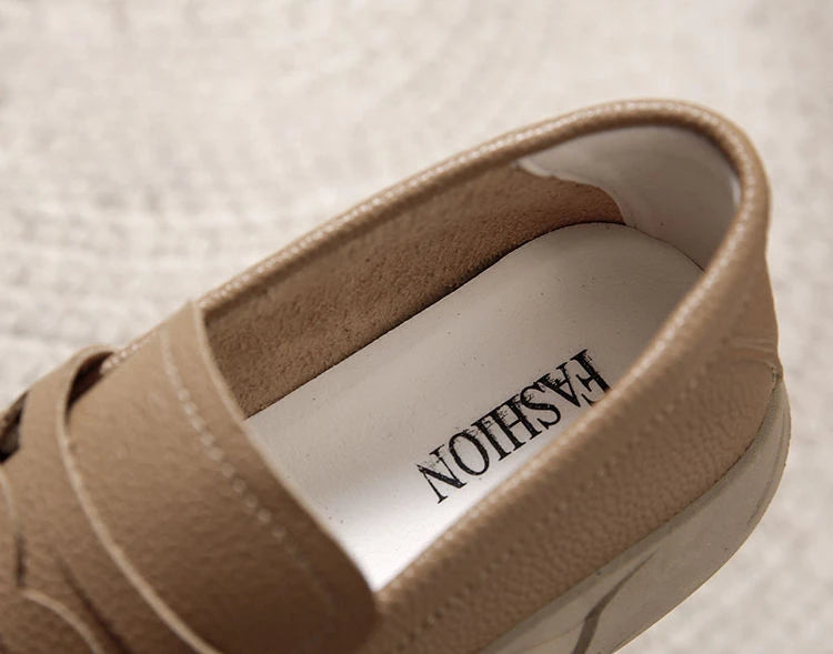 Woman Footwear Low Leather High on Platform Shoes for Women Loafers White Casual Daily Routine Autumn Offer Korean Fashion 2025