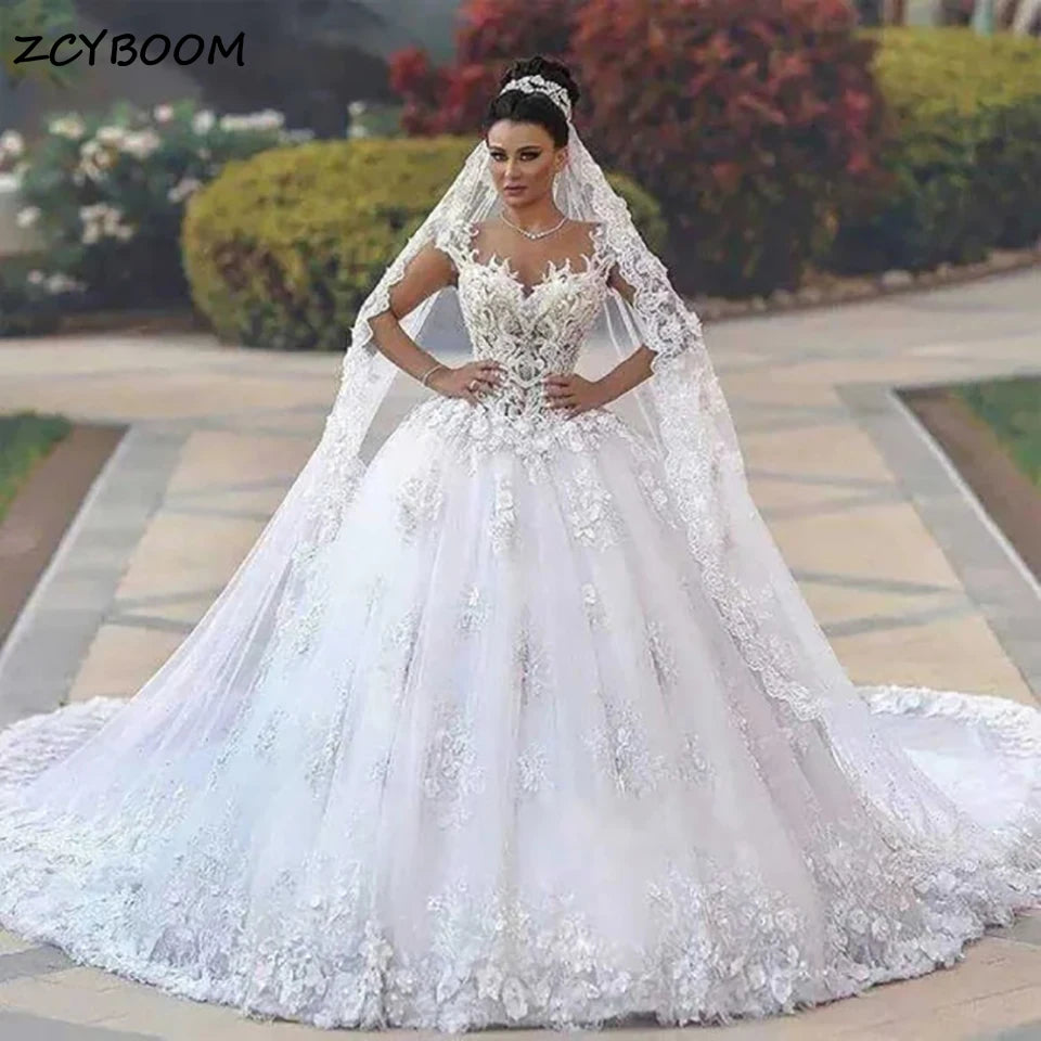 Gorgeous White Ball Gown Wedding Dress For Women 2026 Princess Sweetheart Lace Appliques Backless Bridal Gowns Vestidos De Novia