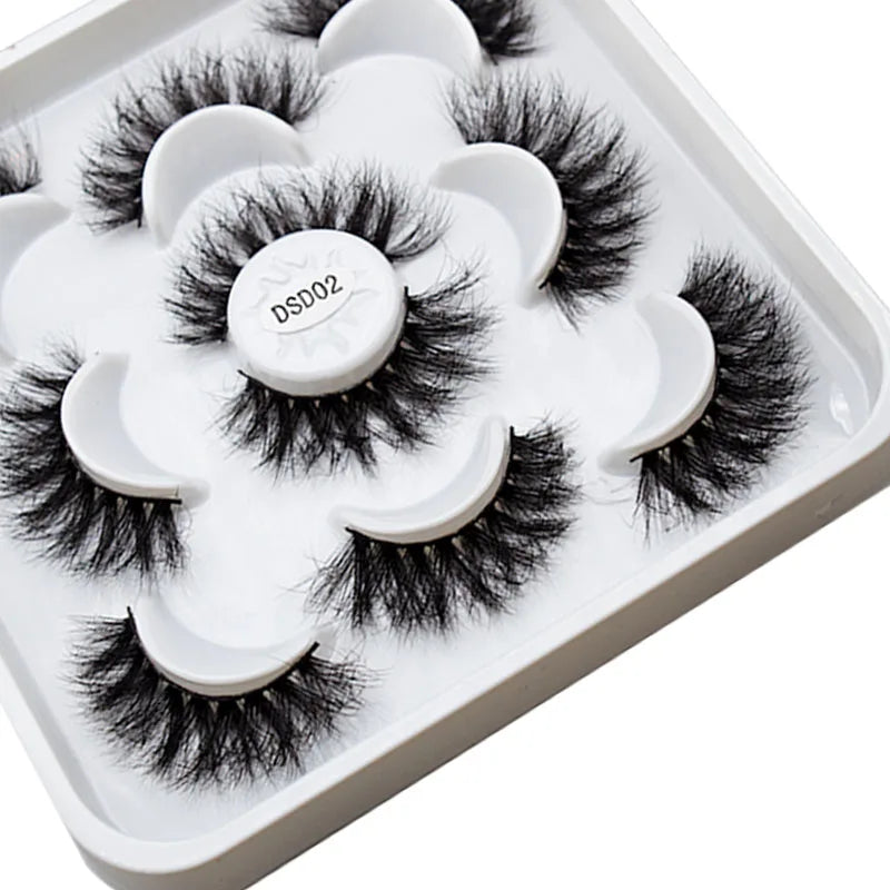 New 5 pairs 8-25mm Natural 3D Lashes Lash Extension Supplies Makeup Kit Mink Lashes Extension Mink Magnetic Eyelashes