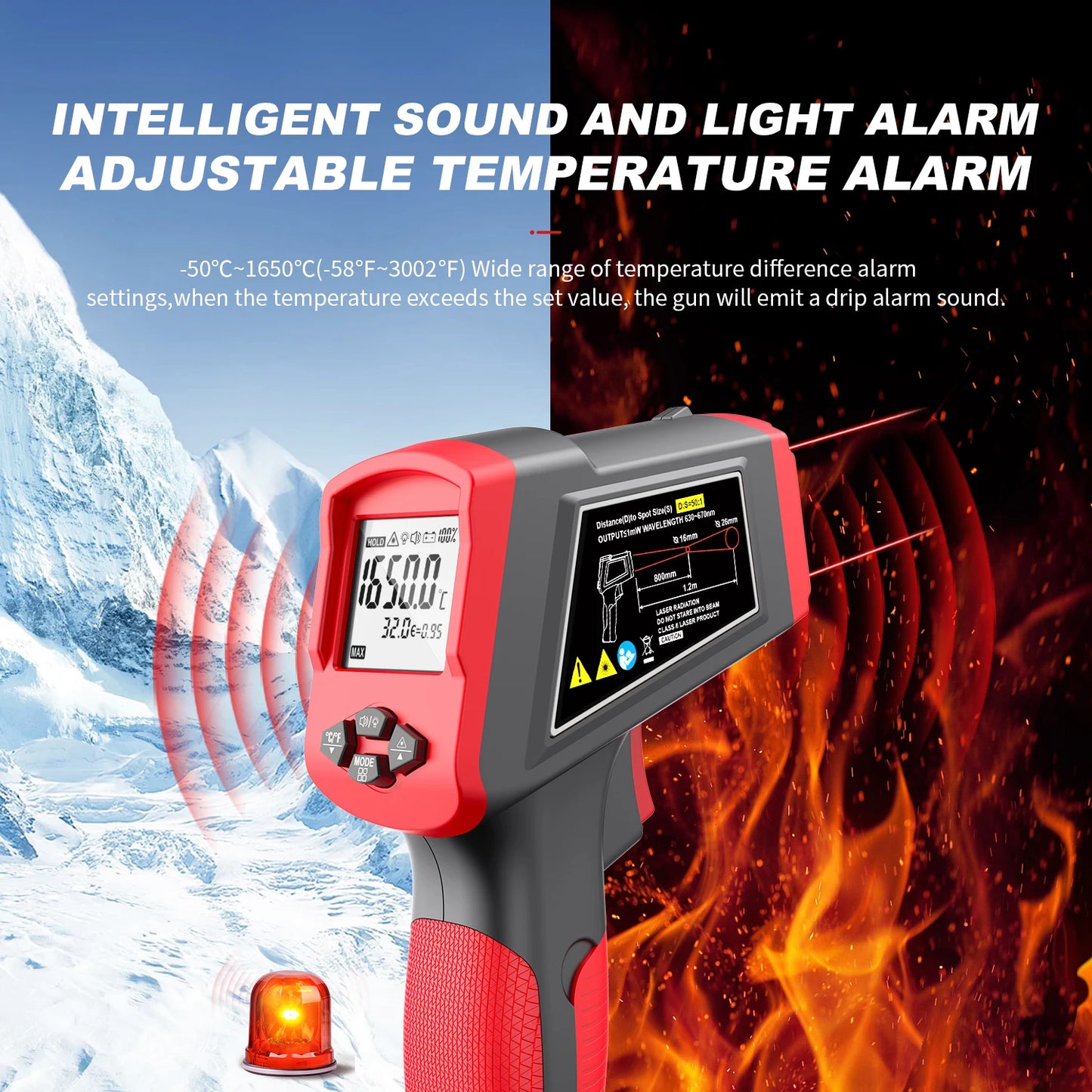 Infrared Thermometer Gun Home & Industrial Non-Contact Digital Laser Thermometer for Engine Kitchen BBQ Pizza Oil Cooking Meat