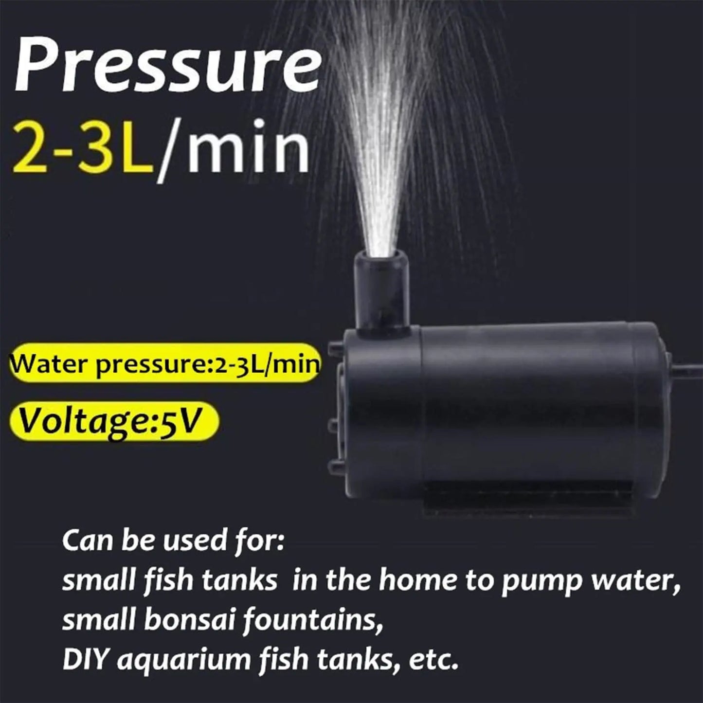USB Submersible Pump Silent Micro Water Pump 3V 5V DC Low-voltage Portable Water Pump Suitable for Fish Tank Fountain Aquariums