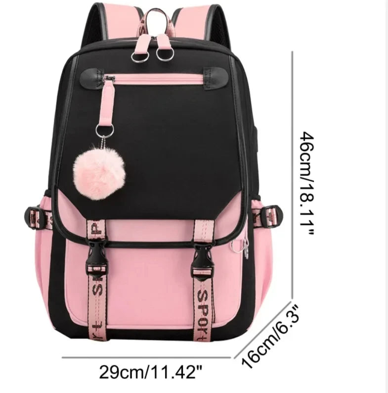 Trendy Girl Group School Bags for Students Girls Large Capacity Travel Book Bag Usb Charging Laptop Backpack Children Backpacks