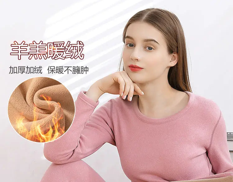 Thermal Underwear For Women Winter Warm thicken lamb fleece high elastic Long Johns bottoming Two Piece Sets Thermos Clothing