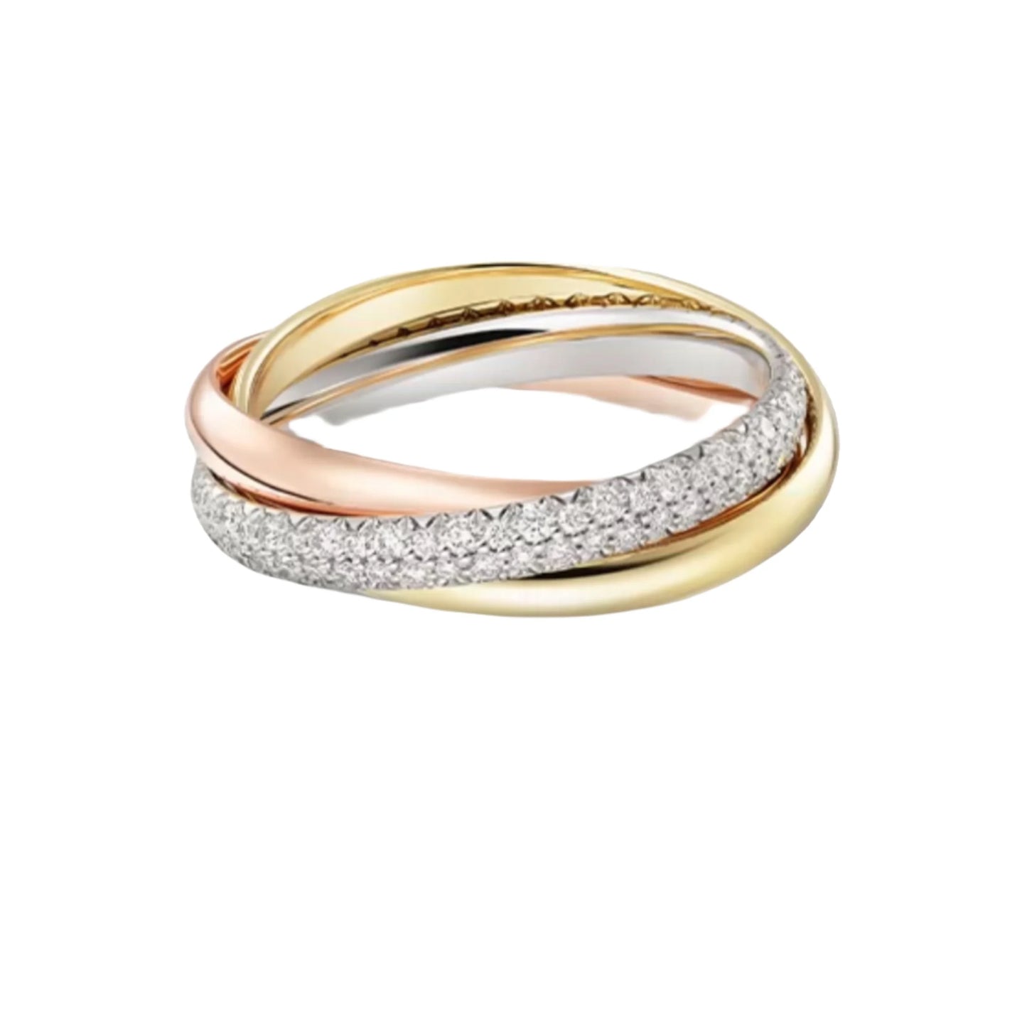Sterling silver rose gold internet three-color ring