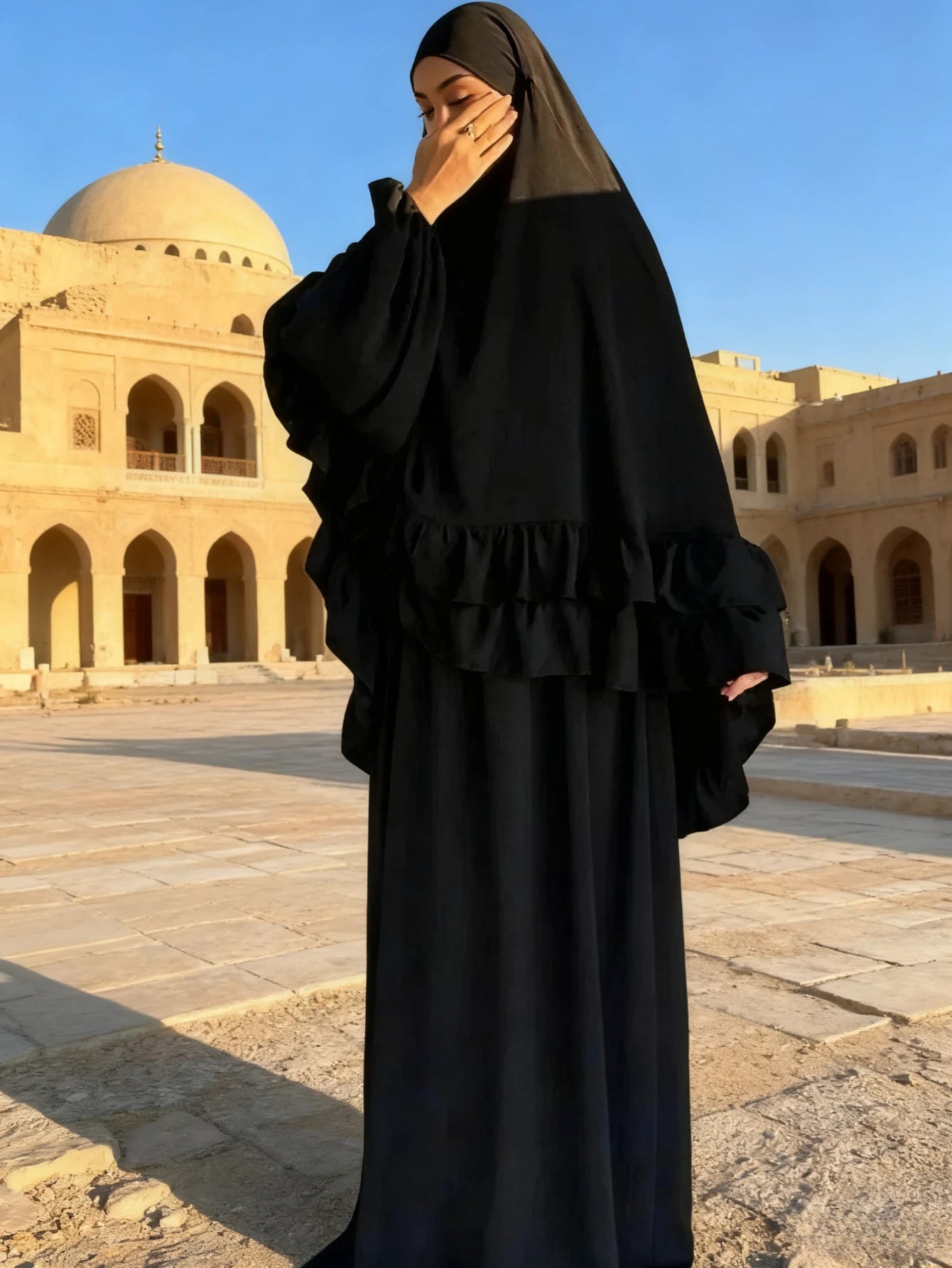 Muslim Dresses Hijab 2 Piece Sets Women Prayer Garment Modest Abayas Headscarf Ramadan Kaftan Islam Vestidos Arab Long Robe Suit
