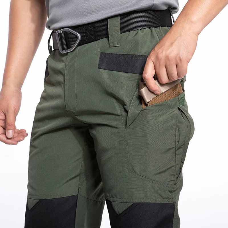 Men's Spring Autumn Tactical Pants Outdoor Work Cargo Trousers for Hiking Camping Climbing Hunting Waterproof with Multi-Pockets