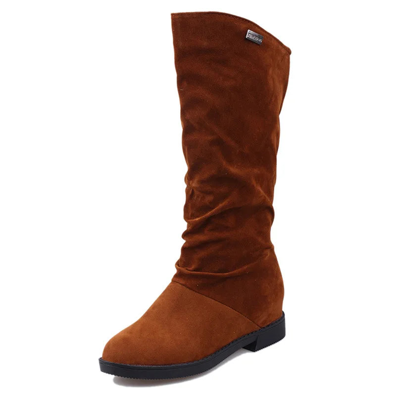 New Winter Shoes Women Snow Boots Flat Non-slip Mid-Calf Boots Soft Brand Ladies Footwear Black Red YX1749