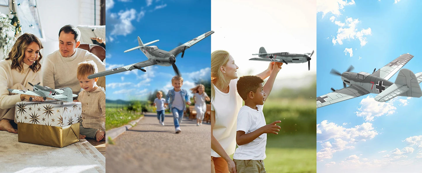 VOLANTEXRC BF109 RC Plane 2.4G 3CH Smart Balance EPP Gliders Fighter 400MM Fixed Wingspan With 6-Axis Gyro Stabilizer RTF Glider