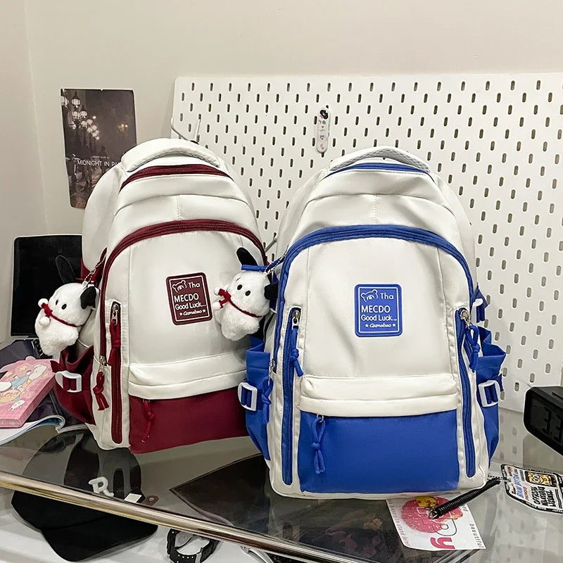 College Style Color Blocked Student School Bags Lightweight Large Capacity Multi-layer Storage Computer Backpack Campus Travel