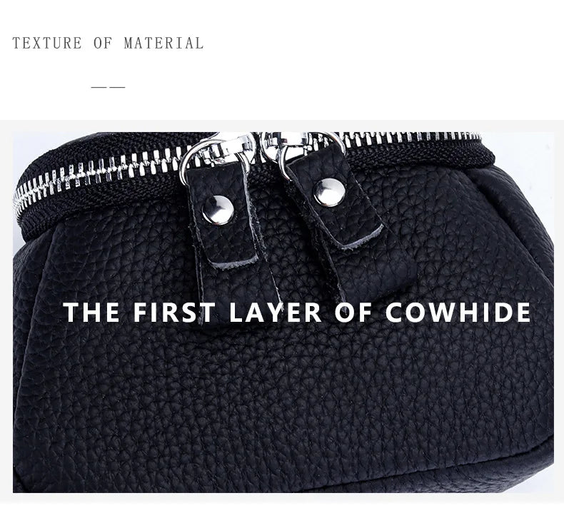 Ladies Genuine Leather Cosmetic Bag Fashion Cosmetic Case Makeup Bag Women Clutch Mini Toiletry Bag Cosmetic Pouch with Lanyard