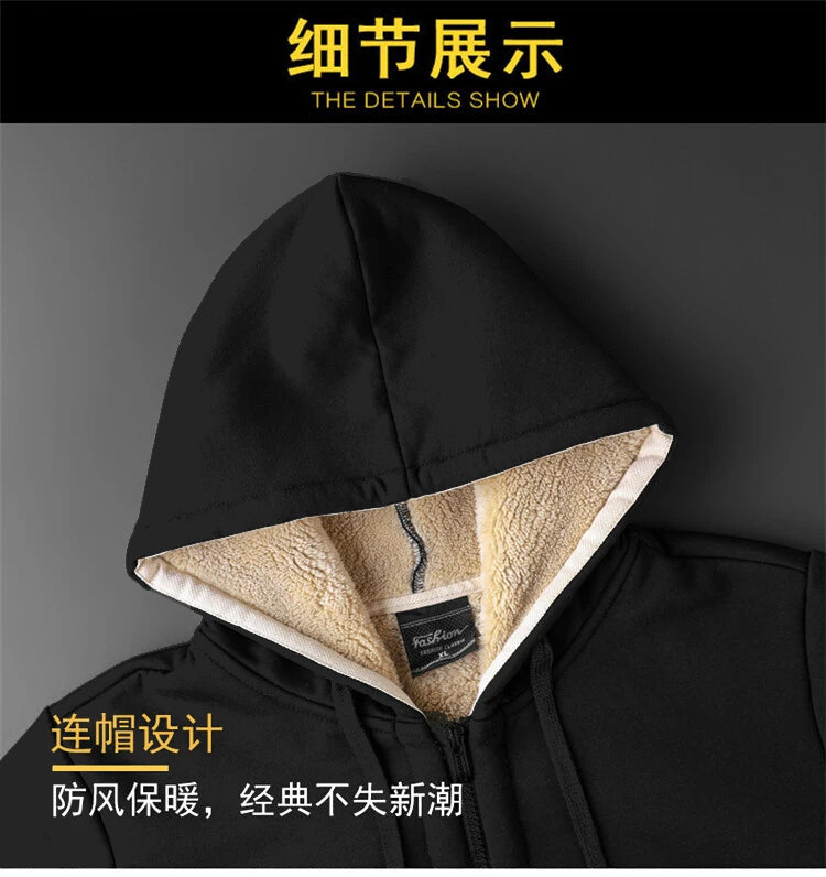 Winter Windproof Warm Thick Fleece Jackets Men Fashion Casual Coat Male Autumn Outwear Outdoor Classic Hooded Jacket For Men