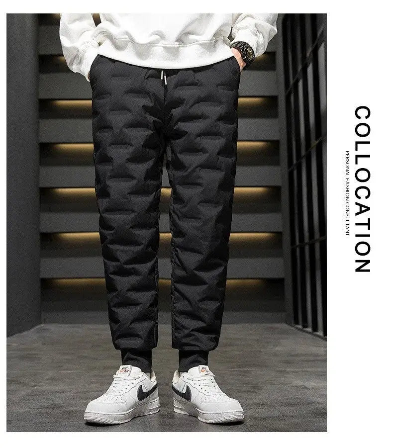 Men's down Pants Winter Outdoor Wear Thickened Large Size High Waist Warm Cold Proof Windproof Cotton Pants Harlan Style
