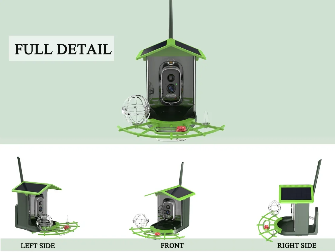DIDSeth Smart Bird Feeder Camera 4MP 2K HD Solar Powered IP66 Waterproof 1.5L Capacity Night Vision Birdwatching Instant Alerts
