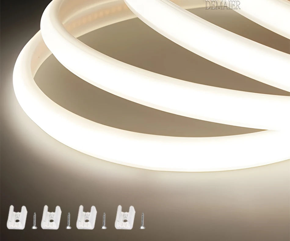 led Strip Brightness Waterproof COB LED Strip 220V Flexible Ribbon for Room Bedroom360 LEDS/m Kitchen Outdoor Garden Lighting