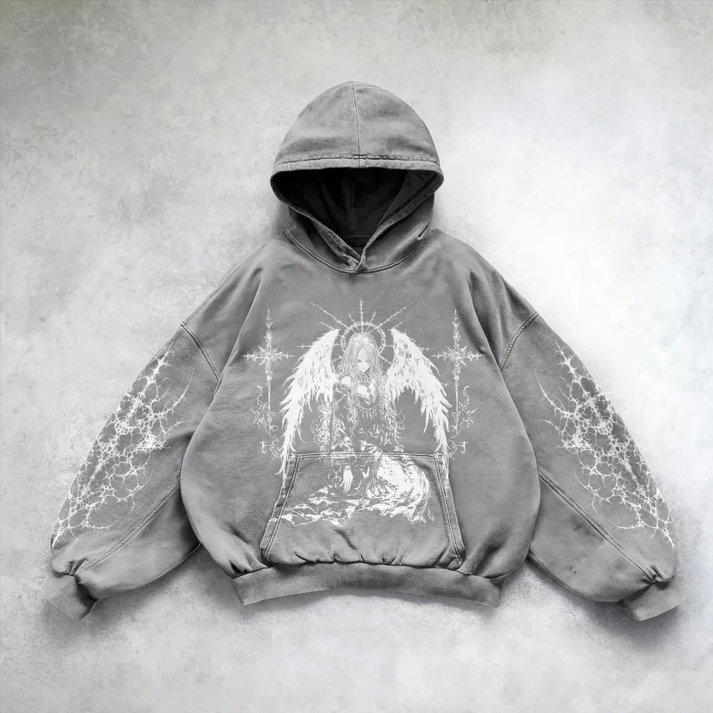 Harajuku y2k gothic pattern hoodie goth oversized hoodies women streetwear tracksuit men couples tops sweatshirt print clothes