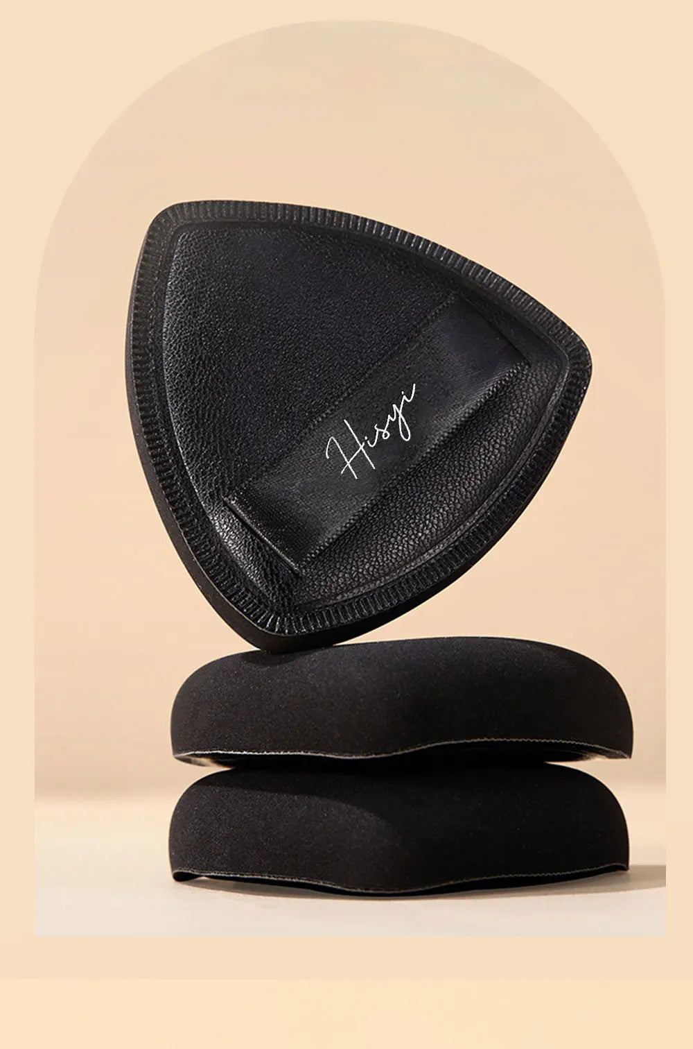 Black triangular makeup pad - Soft velvet cosmetic sponge for facial makeup. Beauty makeup sponge for applying foundation.