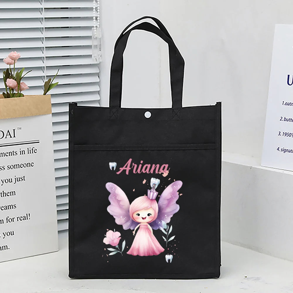Personalized Kids Library Tote Bags Homeschool Cute Custom Name Reading Books Bag Children School Bag Birthday Gifts for Kids