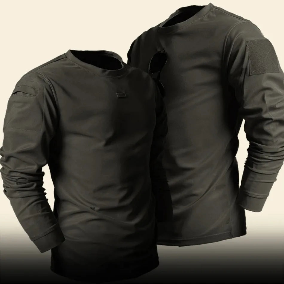 Spring Training Tactical Top Mens Elastic Wear-resistant Outdoor Sports Long Sleeved T-shirt Quick Drying Slim Round Neck Shirt