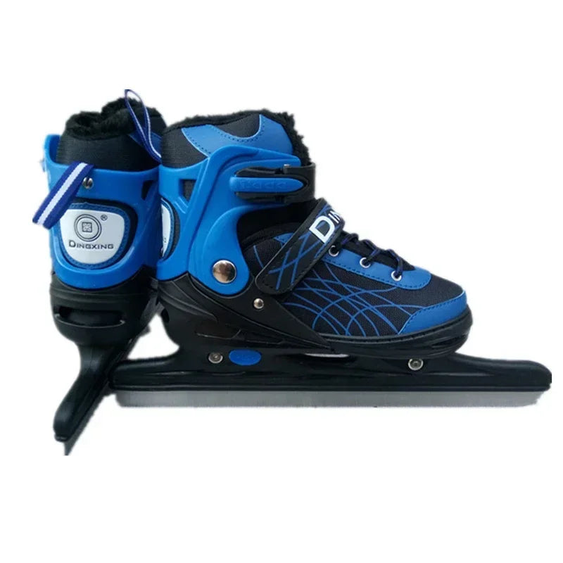 Adjustable Size Speed Skating Shoes Thermal Stretchable Ice Skates Ski Shoes Thicken with Ice Blade for Kids Adult Men And Women