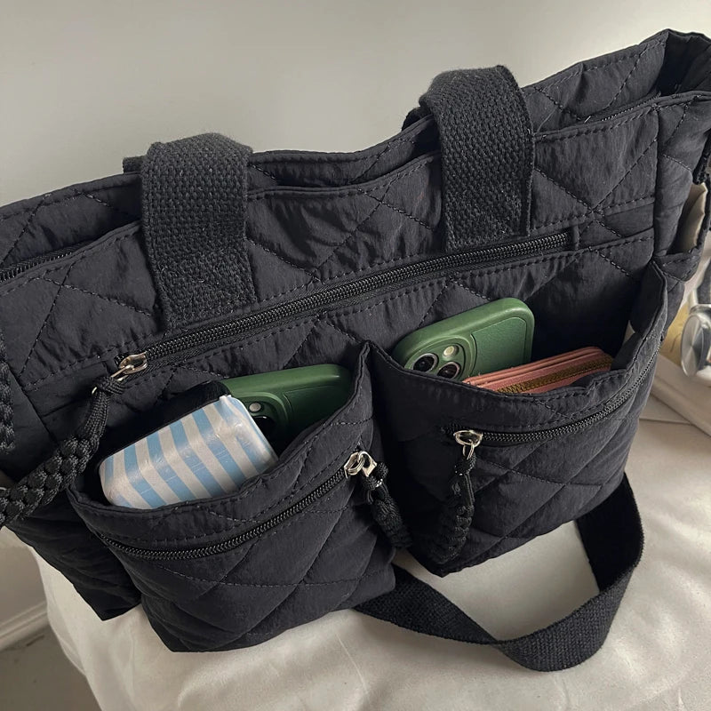 Large capacity Tote Bags for Women Shoulder Side Bag Fashion Space cotton Shopping Bags Multi-pocket Messenger Bag Lady Handbags