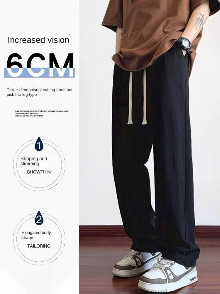 Pants Men's Summer Quick-drying Straight-leg Casual Pants for Teenagers Trendy Loose Thin Sports Wide-leg Trousers Y2k Shorts