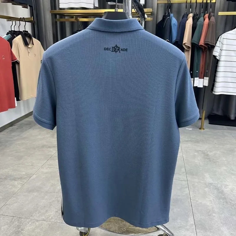 100% pure cotton men's short sleeved polo shirt summer fashion casual top comfortable and breathable high-quality lapel T-shirt