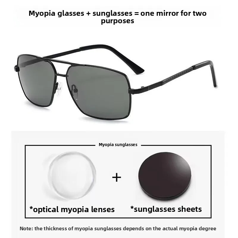 Pilot Myopia Glasses for Men UV Protection Driving Sunglasses Anti Glare Eyewear Near Sight Glasses Diopter To -4.0